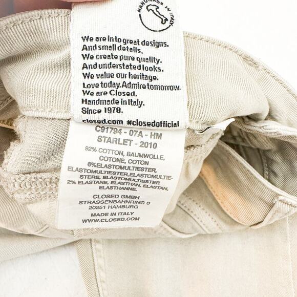 Closed Starlet Beige/Grey Khaki Wash Skinny Denim Jeans Size 26 Italy - Picture 8 of 10